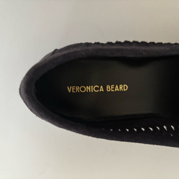 Veronica Beard Penny Woven Suede Loafer Designer Leather Shoes Navy Blue Size 8M - Picture 2 of 14